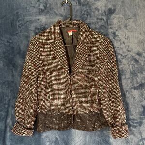 Tape Measure Long Sleeve Tweed Colorful Cotton‎ Blend Blazer Womens Size 10